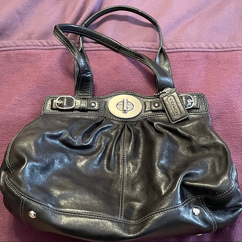 Coach Shiny Black Large Purse